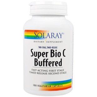 Solaray, Super Bio, буферизований вітамін С, 100 капсул вегетаріанських SOR-04460 фото