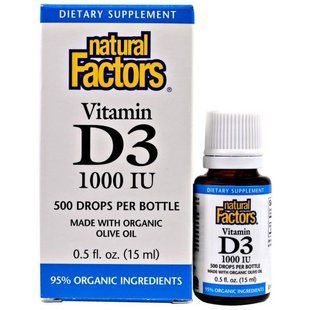 Natural Factors, Капли с витамином D3, 1000 МЕ, 0,5 жидкой унции (15 мл) NFS-01055 фото