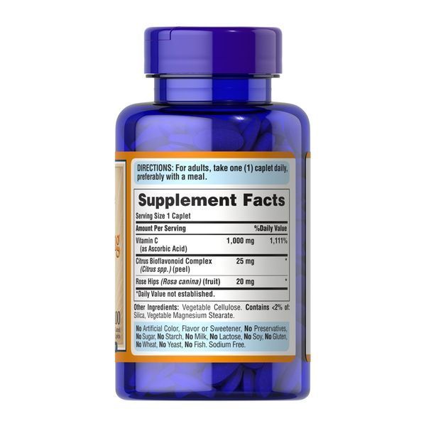 Vitamin C-1000 mg with Bioflavonoids & Rose Hips - 100 caps 2023-10-6436 фото