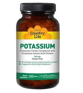 Калій Country Life 99 мг, 250 таблеток CLF-02794 фото