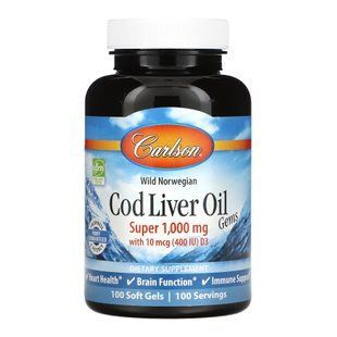 Cod Liver Oil Super 1000mg - 100 softgels 2023-10-3889 фото