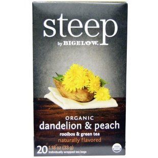 Bigelow, Steep, Organic Dandelion & Peach, Rooibos & Green Tea, 20 Tea Bags, 1.18 oz (33 g) LOW-17715 фото