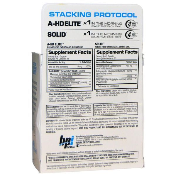 BPI Sports, A-HD Elite, Solid, 30 Capsules BPI-02252 фото