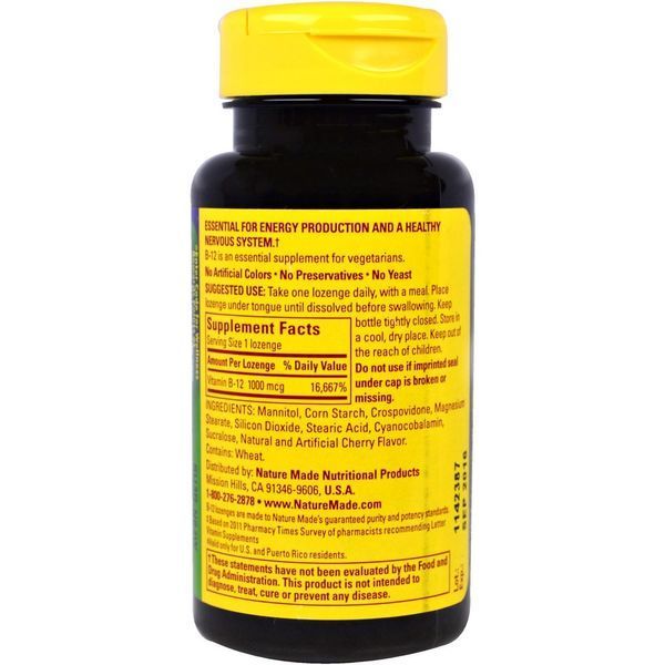 Nature Made, Витамин B-12 для рассасывания под языком, 1000 мкг, 50 маленьких леденцов NDM-02717 фото