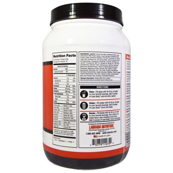 Labrada Nutrition, Стройное тело, замена еды, клубника, 2,47 фунта (1120 г) LAB-11275 фото