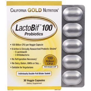 California Gold Nutrition, LactoBif 100 у блістері з подвійною фольги, в упаковці 30 капсул CGN-01053 фото