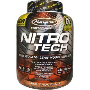 Muscletech, Серия Performance, Nitro-Tech, сывороточный изолят + наращивание мышечной массы, со вкусом молочного шоколада, 3,97 фунта (1,80 кг) MSC-70328 фото