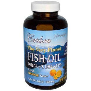 Carlson Labs, The Very Finest Fish Oil, Natural Orange Flavor, 1000 mg, 120 Soft Gels CAR-01641 фото