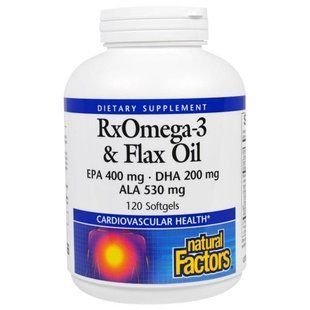 Natural Factors, RxOmega-3 и льняное масло, 120 Softgels NFS-03579 фото
