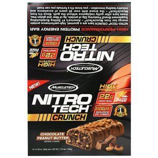 Muscletech, Nitro Tech Crunch Bars, Chocolate Peanut Butter,12-2.29 oz (65g), Net Wt 1.72 lbs MSC-56083 фото