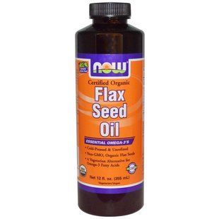 Now Foods, Сертифіковане, органічне лляне масло, 12 рідких унцій (355 мл) NOW-01760 фото