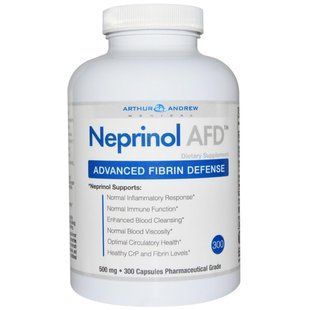 Arthur Andrew Medical, Neprinol AFD, захист організму від шкідливого впливу фібрину, 500 мг, 300 капсул AAM-00100 фото