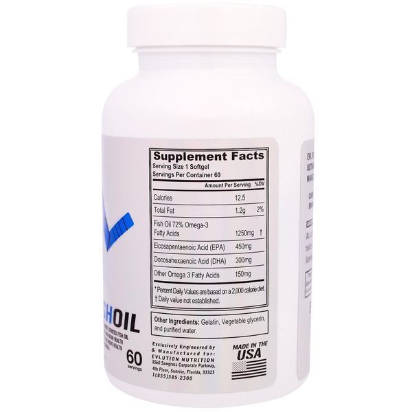 EVLution Nutrition, Рыбий жир, 60 Мягких Желатиновых Капсул EVL-08747 фото