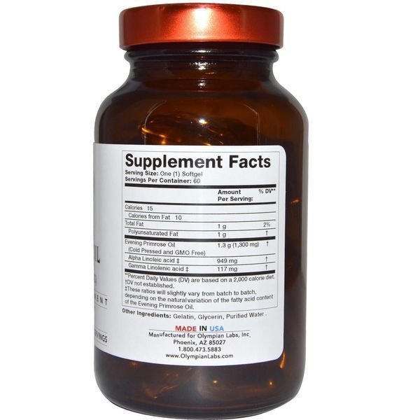 Olympian Labs Inc., Примула вечерняя Evening Primrose Oil, Extra Strength, 60 Softgels OLY-00062 фото