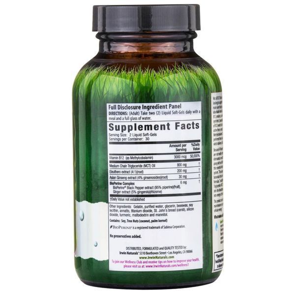 Irwin Naturals, B-12 экстра, быстродействующий витамин B12, 60 мягких желатиновых капсул с жидкостью IRW-58599 фото