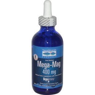 Trace Minerals Research, Mega-Mag, естественный ионический магний с микроэлементами, 400 мг, 4 жидк. унц. (118 мл) TMR-00025 фото