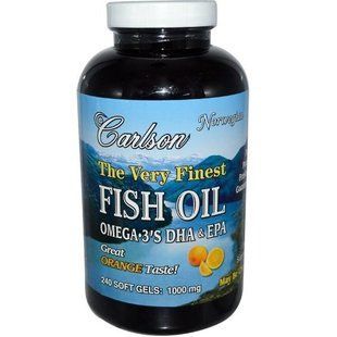 Carlson Labs, The Very Finest Fish Oil, Natural Orange Flavor, 1,000 mg, 240 Softgels CAR-01642 фото