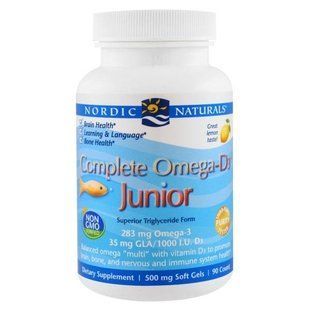 Nordic Naturals, Полная Омега-D3 для детей, лимон, 500 мг, 90 мягких жевательных таблеток NOR-01777 фото