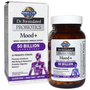 Garden of Life, Dr. Formulated Probiotics, Mood + , 60 Veggie Caps (Ice) GOL-11831 фото
