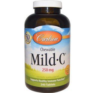 Carlson Labs, MildC, жевательные таблетки, натуральный мандариновый аромат, 250 мг, 240 таблеток CAR-03052 фото