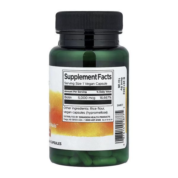Biotin 5000mcg - 100 caps 100-17-9652087-20 фото