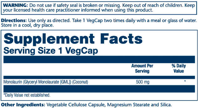 Monolaurin 500mg - 60 vcaps 2022-10-2450 фото