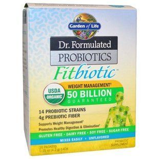 Garden of Life, Organic, Dr. Formulated Probiotics Fitbiotic, 20 Packets, 0.15 oz (4.2 g) Each GOL-11833 фото