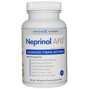 Arthur Andrew Medical, Neprinol AFD, захист організму від шкідливого впливу фібрину, 500 мг, 90 капсул AAM-00104 фото