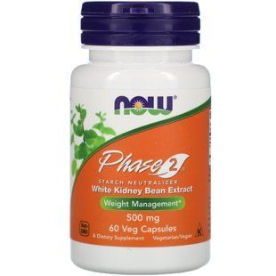 Now Foods, Повністю натуральний Phase 2, нейтралізатор крохмалю, 500 мг, 60 рослинних капсул NOW-03020 фото