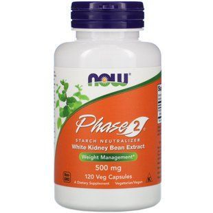 Now Foods, Фаза 2 Нейтралізатор крохмалю, Екстракт білих бобів, 120 капсул NOW-03021 фото