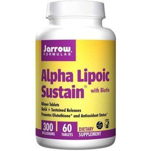 Jarrow Formulas, Альфа-ліпоєва кислота 300 з біотином, 300 мг, 60 таблеток JRW-20010 фото