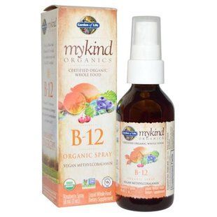 Garden of Life, MyKind Organics, Органический спрей с витамином B-12, со вкусом малины, 2 унции (58 мл) GOL-11779 фото