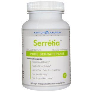 Arthur Andrew Medical, Serretia, чиста серрапептаза, 500 мг, 90 капсул AAM-00159 фото