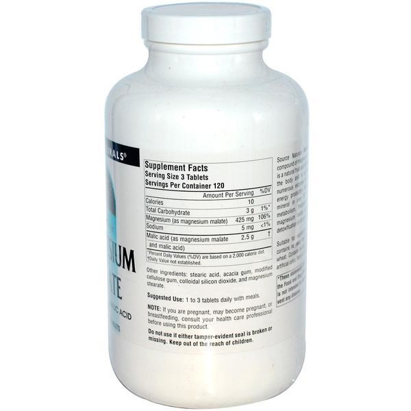 Source Naturals, Яблочнокислый магній, 1,250 мг, 360 таблеток SNS-00535 фото
