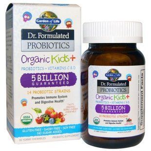Garden of Life, Пробіотична добавка Dr. Formulated Probiotics, Kids Organic + 30 смачних жувальних драже (Ice) GOL-11842 фото