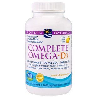 Nordic Naturals, Complete Омега D3, вкус лимона, 1000 мг, 120 капсул NOR-02778 фото