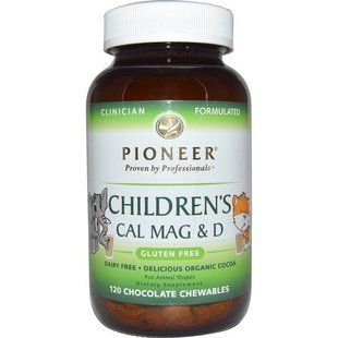 Pioneer Nutritional Formulas, Кальций, магний и витамин D для детей, с шоколадным вкусом, 120 жевательных таблеток на растительной основе PIO-64398 фото