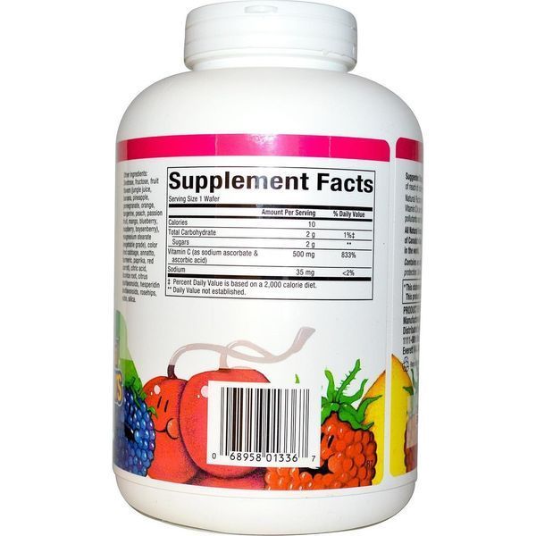 Natural Factors, Витамин C 500 мг 180 жевательных вафель Фруктовый микс NFS-01336 фото