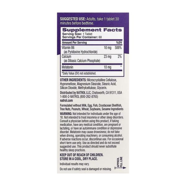 Time Release Melatonin 10mg - 60 tab 100-13-0525184-20 фото