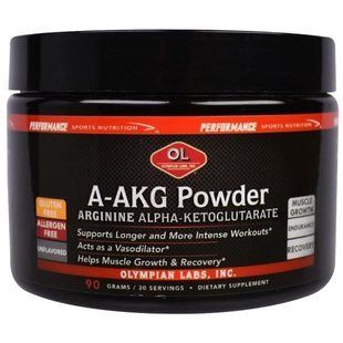 Olympian Labs Inc., Порошок A-AKG, аргинин альфа-кетоглютарат, перед тренировкой, без ароматизаторов, 90 г OLY-03091 фото