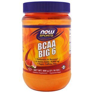 Now Foods, Sports, BCAA Big 6, Natural Watermelon Flavor, 21.16 oz (600 g) NOW-00212 фото