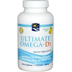 Nordic Naturals, Ultimate Omega-D3, с лимоном, 1000 мг, 120 гелевых капсул NOR-02794 фото
