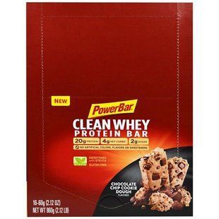PowerBar, Clean Whey Protein Bar, Chocolate Chip Cookie Dough, 16-2.12 oz (60 g) bars (2.12 lb) PWR-50118 фото