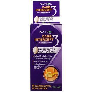 Natrol, Carb Intercept 3, 60 капсул в растительной оболочке NTL-06081 фото