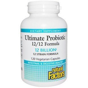 Natural Factors, Пробиотик максимального действия, формула 12/12, 120 вегетарианских капсул NFS-01848 фото