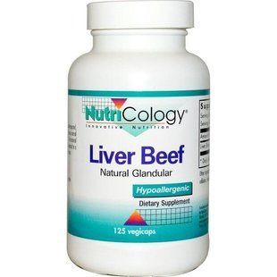 Nutricology, Коровья печень, натуральный экстракт железы, 125 капсул на растительной основе ARG-50470 фото