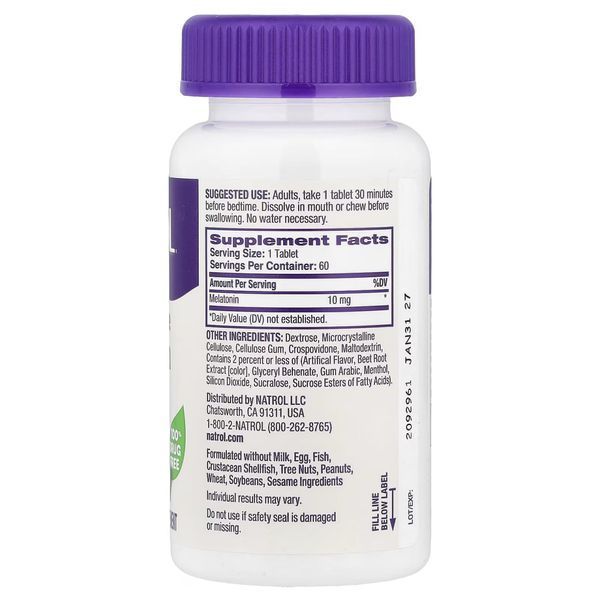 Fast Dissolve Melatonin 10mg - 60 tabs 100-52-0920448-20 фото