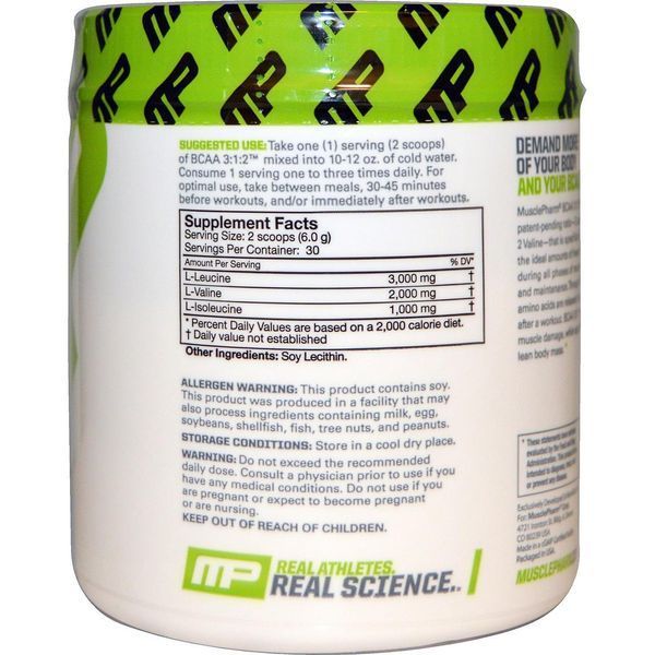 Muscle Pharm, BCAA (аминокислоты с разветвленными боковыми цепями), 3:1:2, неароматизированный порошок, 0,39 фунта (180 г) MSF-26139 фото