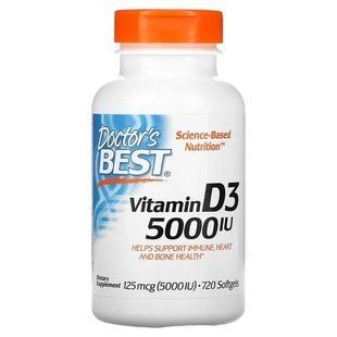 Витамин D3, 125 мкг (5000 МЕ) Doctor's Best, 720 мягких таблеток DRB-00363 фото
