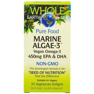Natural Factors, Whole Earth & Sea, Marine Algae-3, 360 mg EPA & DHA, 30 Veggie Caps NFS-35508 фото